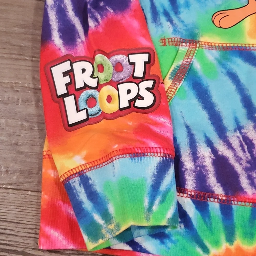 Justice Tie Dye Tucan Fruit Loops Hooded Sweatshirt Size XS